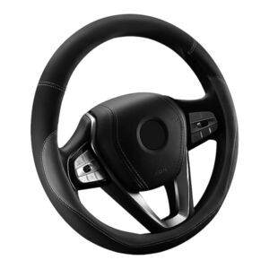 Car Steering Wheel Cover - Universal Auto Accessory 15.5” Black/Gray